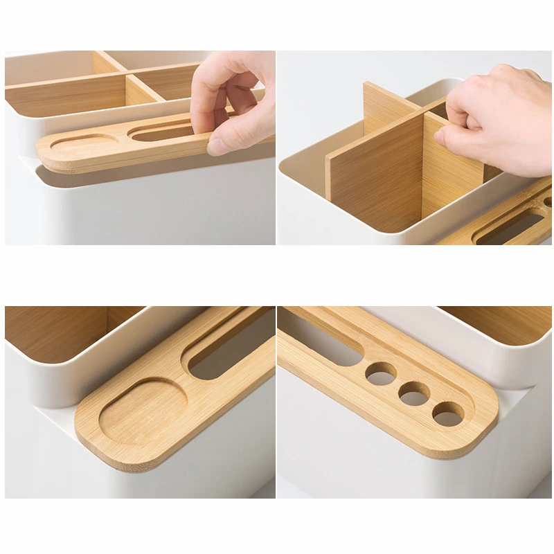 Японские Бамбуковые коробки многофункциональная настольная емкость Макияж