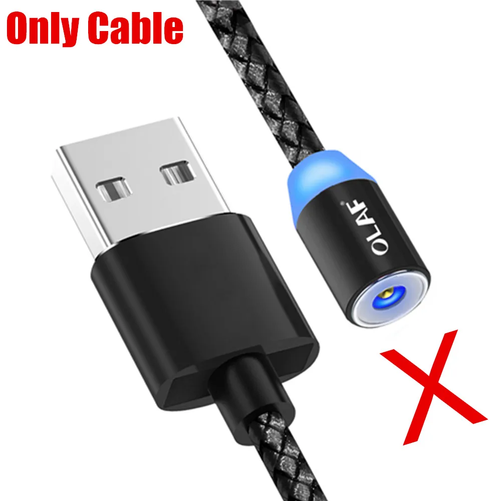 Only Cable No Plug Магнитный usb-кабель OLAF 1 м для iPhone X Xs Max Xr 8 7 6 Быстрый зарядный Магнит Micro USB type C кабель для samsung S9 huawei Xiaomi - Цвет: Only Cable No Plug