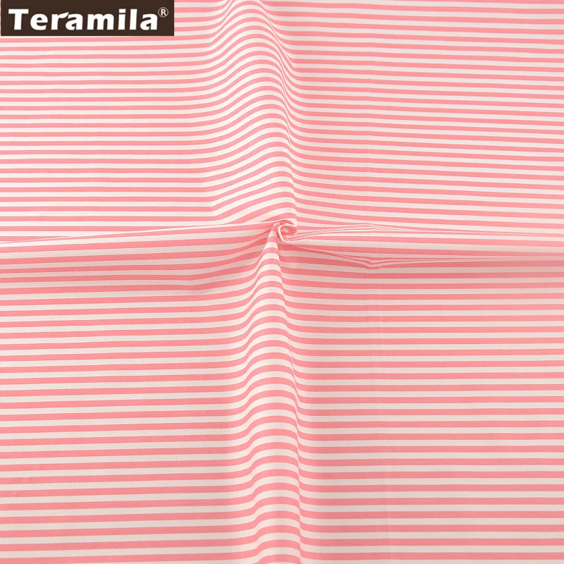 Light Pink Cotton Printed Stripe Design Fabric TERAMILA Twill Fat Quarter Textile Material Sheet Patchwork Quilting | Дом и сад