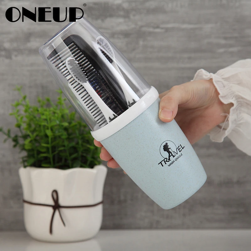 ONEUP дорожная чашка для мытья пшеничной соломы зубная паста коробка для хранения зубных щеток дорожная Коробка Для Хранения Туалетных принадлежностей портативные аксессуары для ванной комнаты
