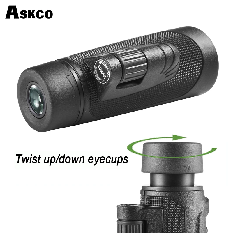 Askco 10X42 HD монокулярный телескоп мощный ручной Монокуляр для охоты Зрительная