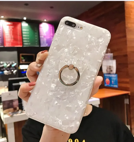 Роскошные в виде ракушки мрамор цепи чехол для huawei P30 pro P20 P20lite P10 mate20 pro honor 20 20i 10 9 lite nova 5 pro 4 3 3i - Цвет: With bracket7