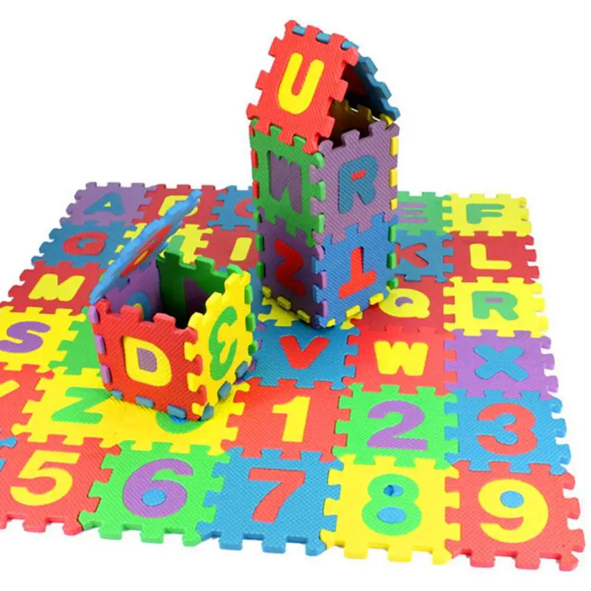 

6*6cm Children mini EVA Foam Alphabet Letters Numbers Floor Soft Baby Mat 3d puzzle Kids Educational toys 36 pcs