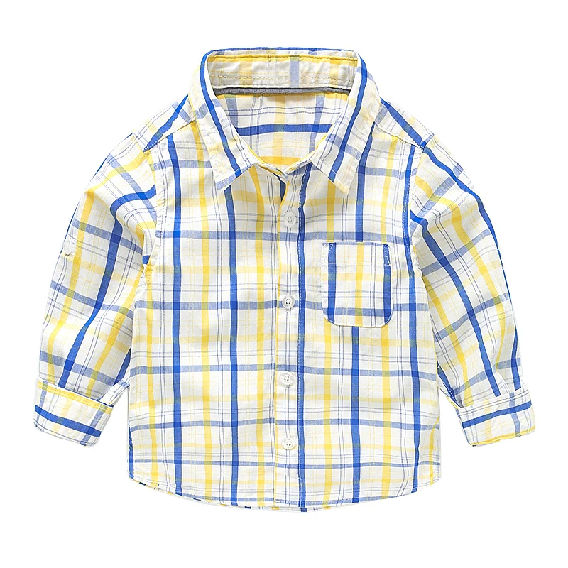 2019 Цвет рубашки для мальчиков Европейский Стиль синий цвет розовый длинный рукав