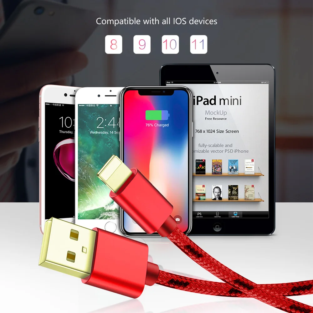 CBAOOO кабель системы освещения данных 3A Быстрая зарядка зарядный usb-кабель для iPhone 5S X 8 7 6s 5 se для iPhone кабель для iPad 1 m/2 m/3 m