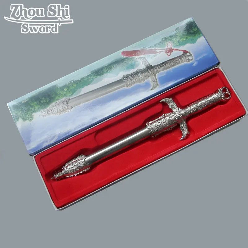 Vintage Home Decor European style Carved White Stainless Steel Blade Sheath Sword Cosplay Props Gifts Small Medieval Sword