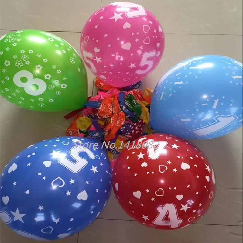 50 шт./лот круглые воздушные шары с принтом полностью печатные цифры 12 дюймов