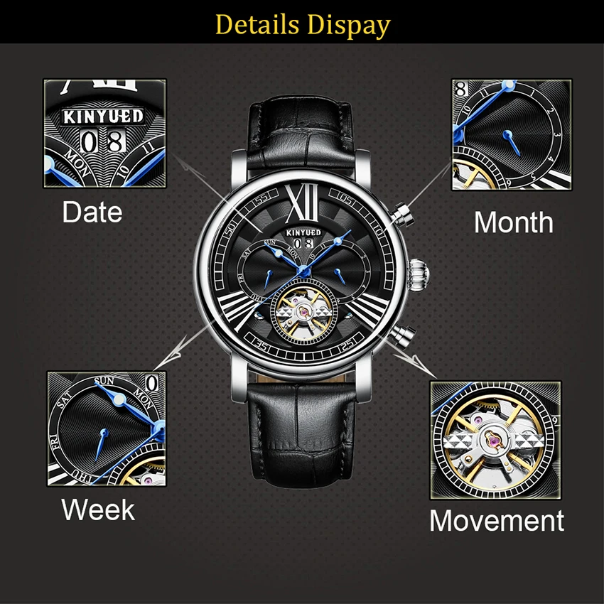 KINYUED часы-скелетоны от ведущего бренда, автоматические Tourbillon, механические часы для мужчин, водонепроницаемые спортивные военные часы horloges mannen, Прямая поставка