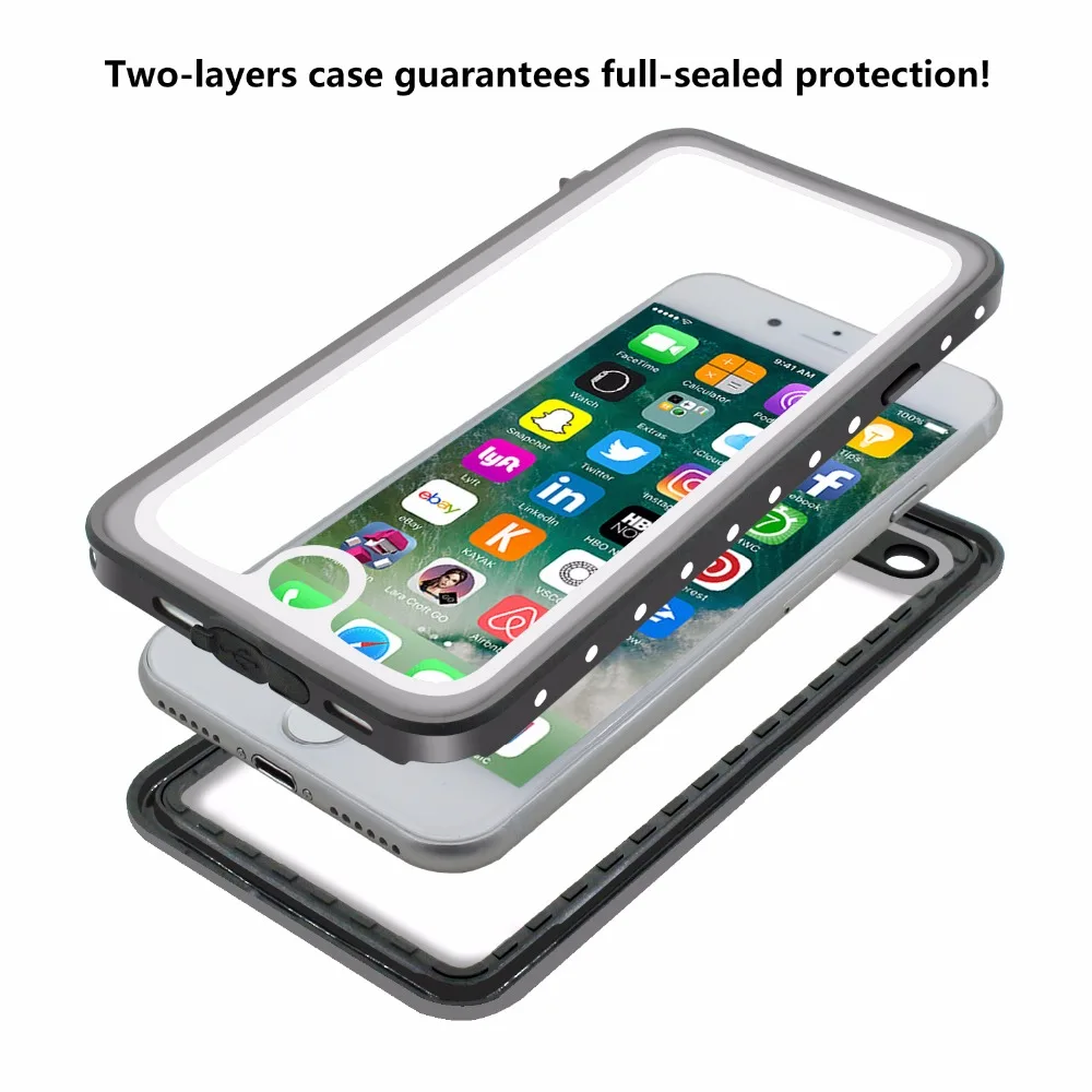 Водонепроницаемый чехол для iPhone 7 8 противоударный грязеотталкивающий защитный с