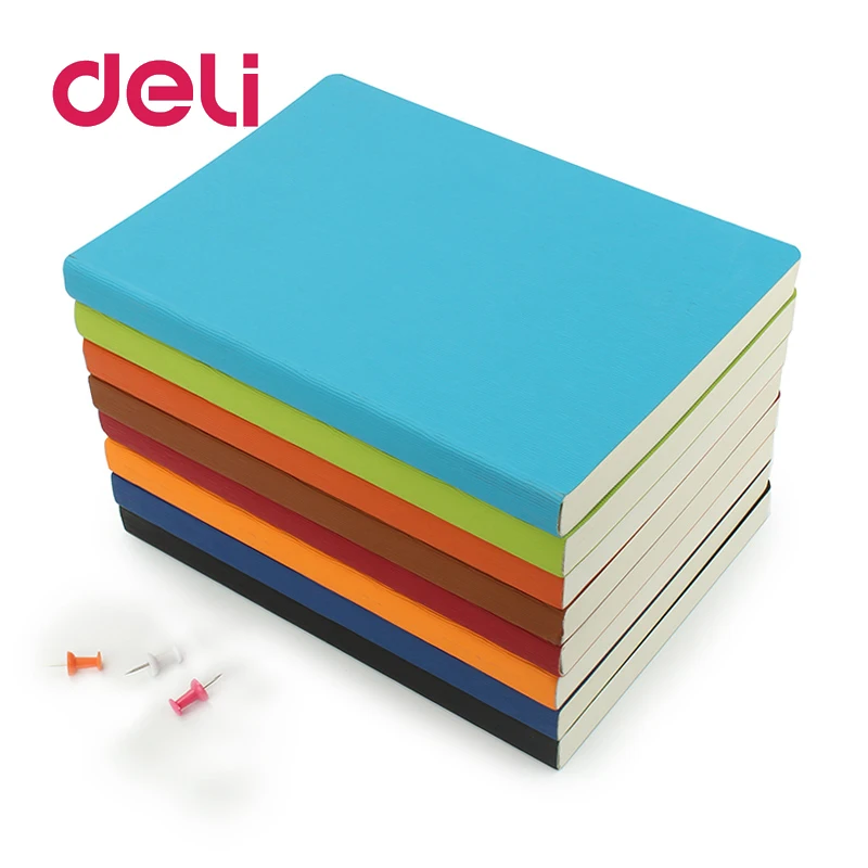 Deli, 1 шт., цветной блокнот B5, 8 цветов, яркий бизнес, простой блокнот, канцелярские принадлежности, B5, дневник, книга, толстая, Корейская, мягкая, кожаная книга
