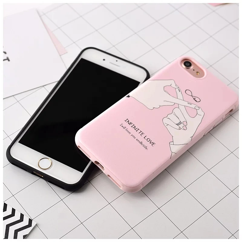 Пару розово-Клянемся Бесконечная любовь пара чехол для iPhone X Xs Max 8 7Plus 11 Pro XR