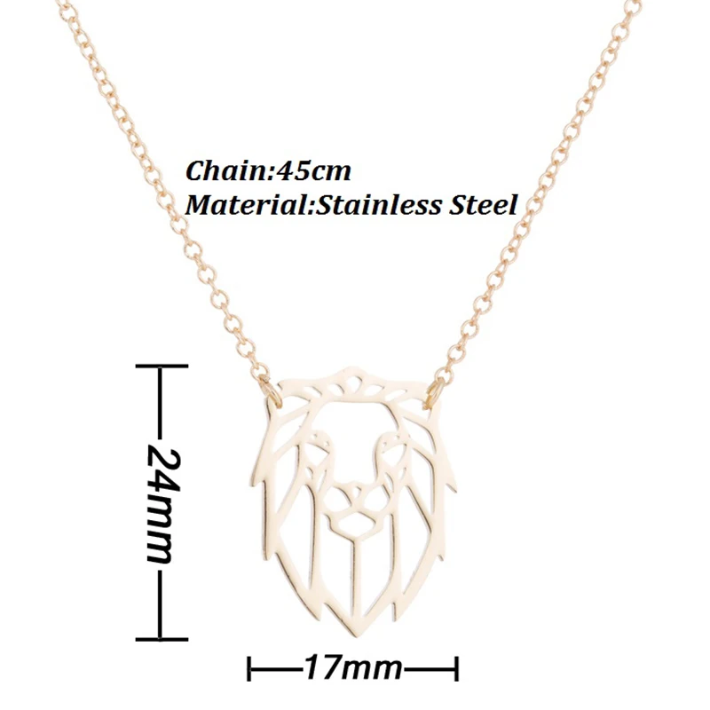 

Hfarich Hollow Animal Stainless Steel Lion Head Gold Rose Color Chain Necklaces Pendant For Trendy Female Jewelry Wedding Gifts