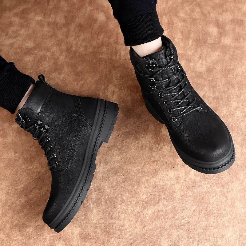 Мужские зимние ботинки повседневная кожаная Армейская Обувь мужские плюшевые