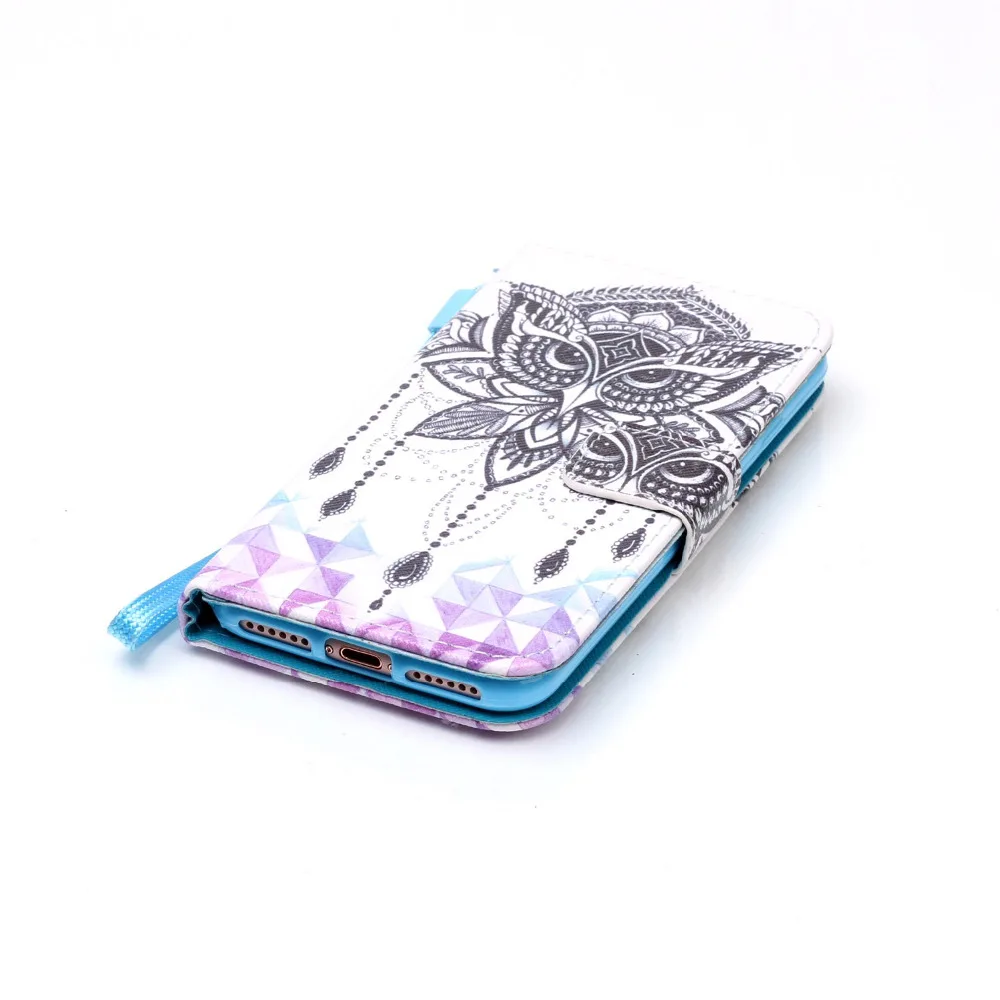 С рисунком Совы Windbell кожа флип Стенд держатель кошелек + ремешок чехол для Apple iPhone