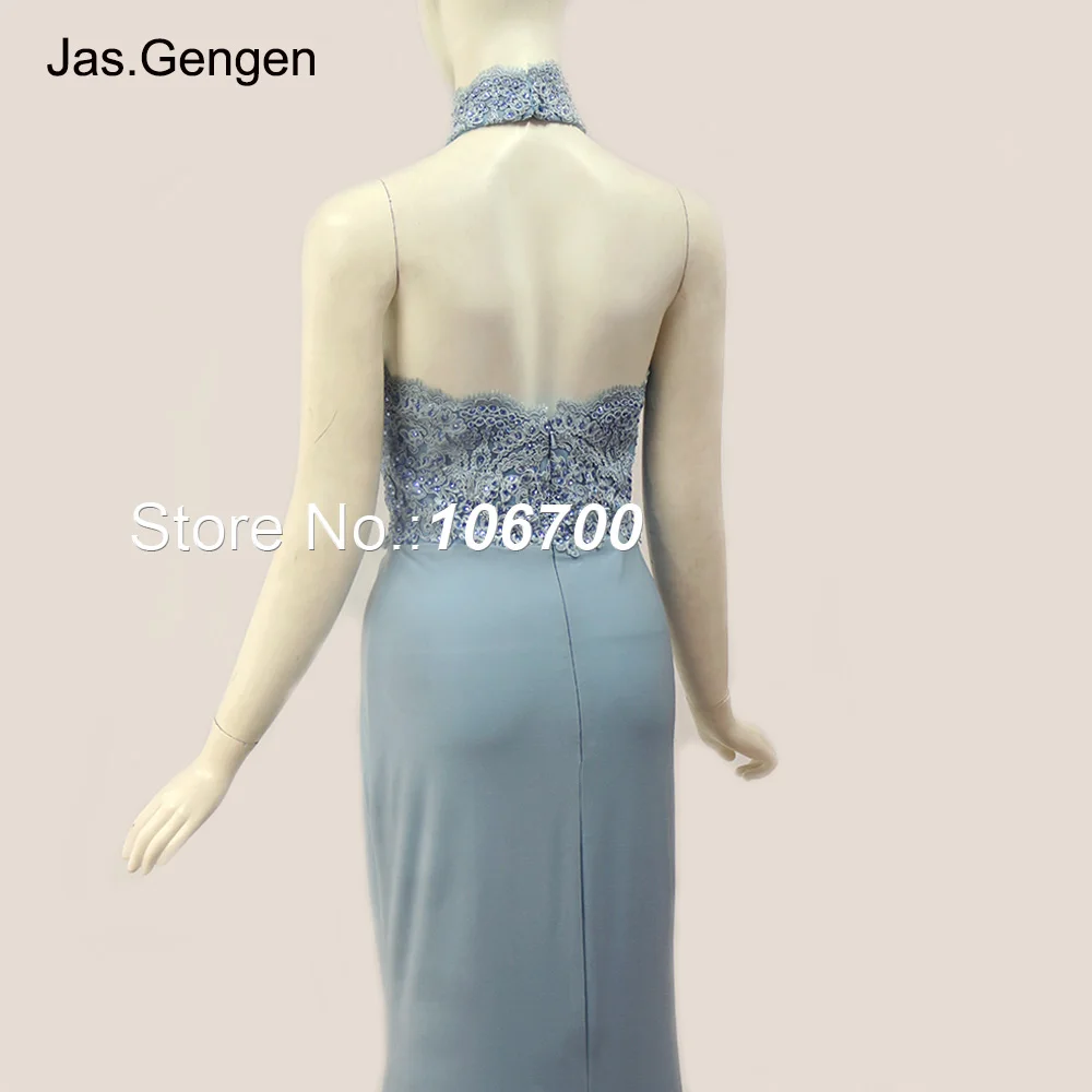 

New vestido de noiva Long Mermaid Prom Dresses Lace Appliques Hater Backless vestido de festa longo Bridal Evening Gowns 1175b
