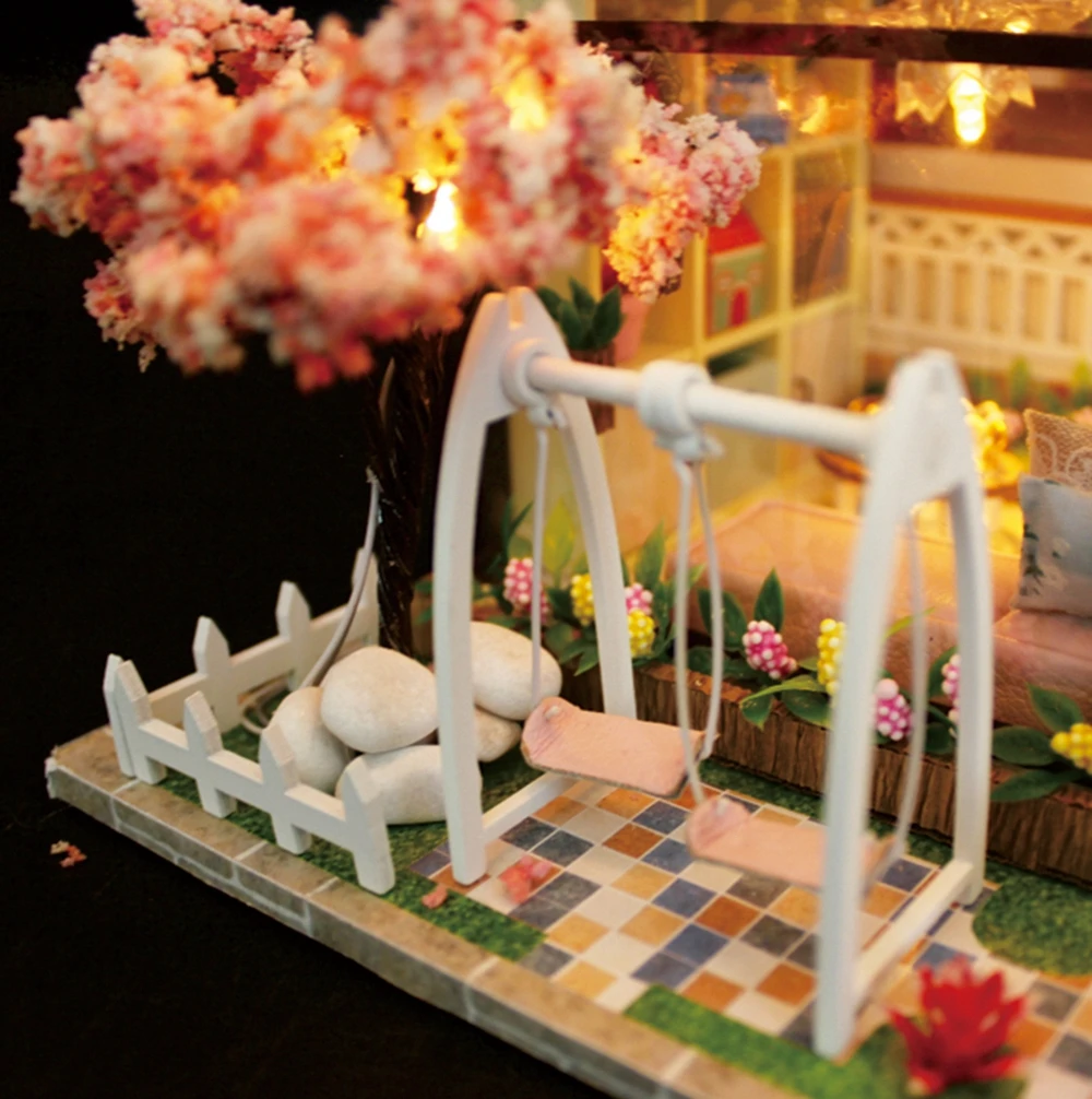 Большой размер Кукольный дом Каса де BONECA миниатюрная Diy игрушка-головоломка модель деревянная мебель игрушки подарки на день рождения сладкое слово кукольный домик