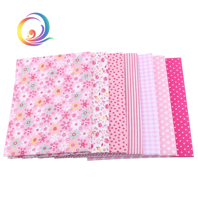 Pink 7pcs Thin Cotton Fabric Patchwork For Sewing Scrapbook Cloth Fat Quarters Tissue For Quilt Needlework Pattern 50cm *50cm