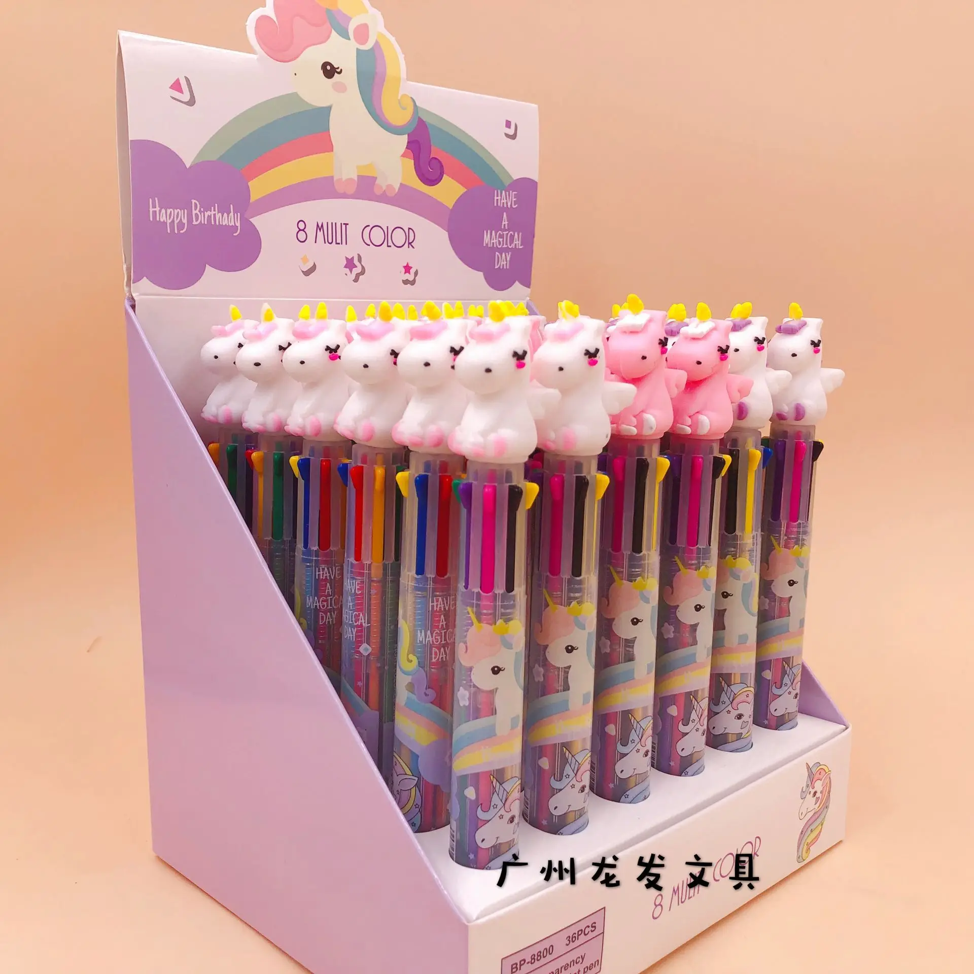 

36 Pcs/1 Lot Kawaii Ballpen 8 Color Unicorn Ballpoint Pens Pens School Stationery Writing Supplies Office Supplies