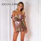 Jocoo Jolee, сексуальный комбинезон с открытыми плечами, цветочный принт, оборки, бант, комбинезоны, пляжная одежда, повседневные Комбинезоны, лето 2018