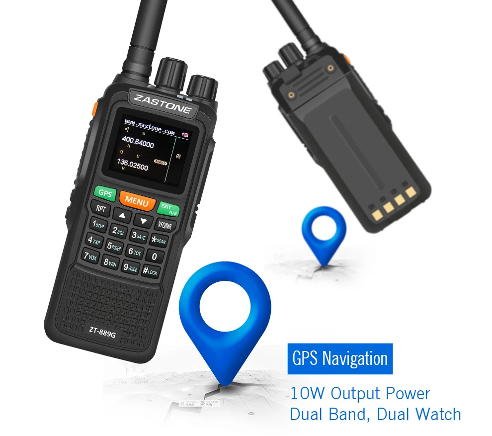 Zastone 889G gps 10 Вт портативная рация 999CH VHF/UHF 3 км-10км мощное двухстороннее радио портативное двухдиапазонное радио приемопередатчик CB радио