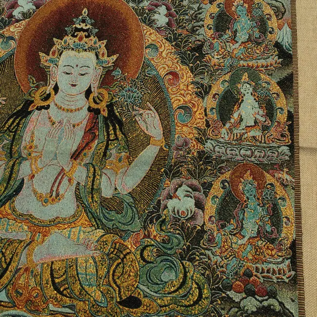 Thangka парча картина шелковая вышивка Будда золото шелковое переплетение Белая Тара