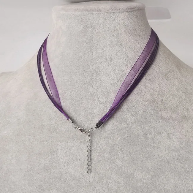Purple 10 шт./лот, модная лента из органзы разных цветов, ожерелье, подвески для женщин, шнуры с застежкой-лобстером для изготовления ювелирных изделий своими руками - Цвет: Purple