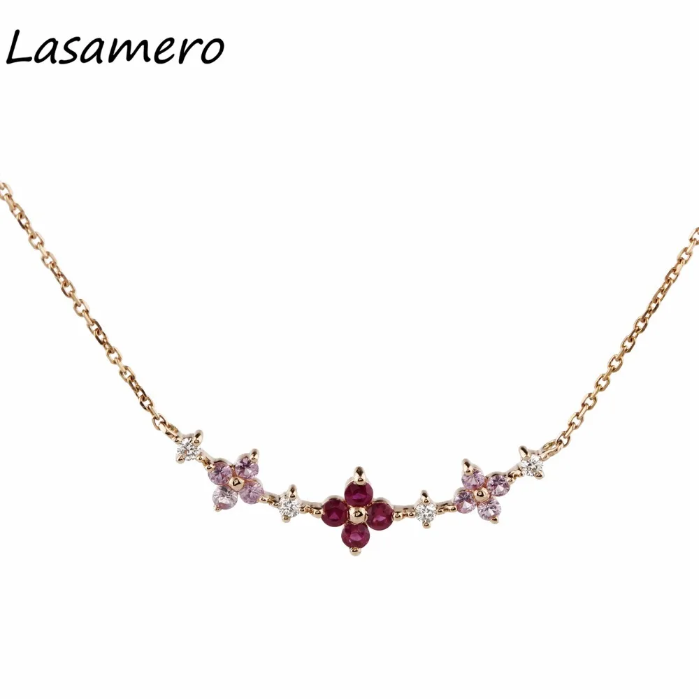 Ожерелье с подвеской LASAMERO винтажное ожерелье в цветочек 0 21 карат натуральный