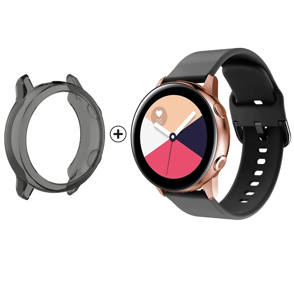 Силиконовый ремешок для наручных часов 2 в 1 спортивный Samsung Galaxy Watch Active защитный