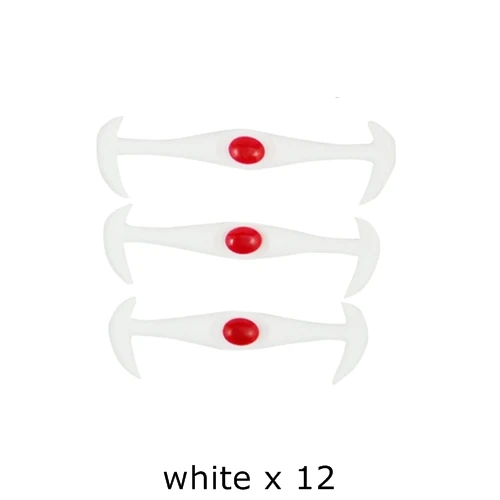 A-White Red 12 шт./лот, эластичные силиконовые шнурки, специальные шнурки, без шнурков, шнурки для обуви, шнуровка, сделай сам, резиновые шнурки K053 - Цвет: A-White Red