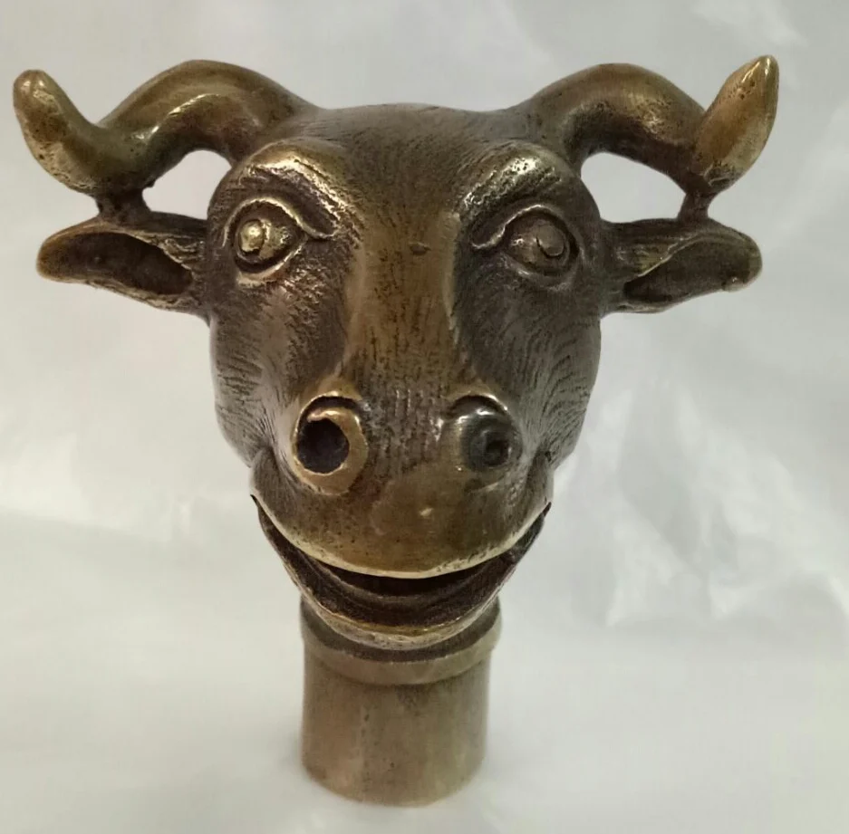 China's old handmade bronze sculpture deer head stick