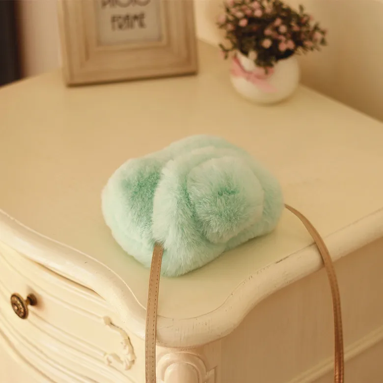 Cute Lovely Rabbit Faux Fur Baby Girls Kids Mini Crossbody Bag Women Purse Handbag Messenger Crossbody Satchel