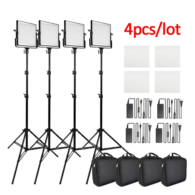 4pcs Spash L4500 4 шт./лот фотографический светильник ing светодиодный видео светильник двухцветный 3200 K-5600 K CRI95 Фото лампа студийный Трипод светильник для камеры - Цвет: 4pcs