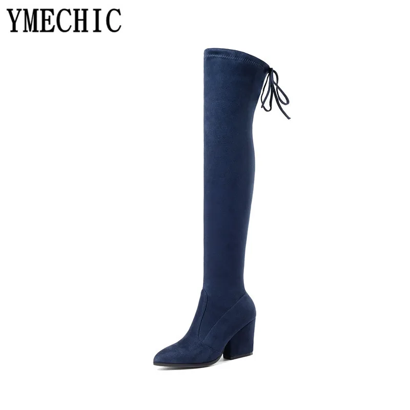 YMECHIC 2018 модные женские длинные сапоги на танкетке для верховой езды Детские