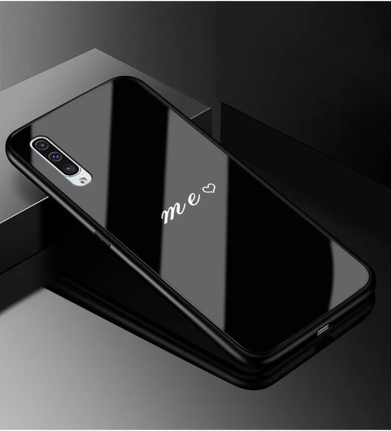 Для samsung Galaxy A50 чехол PC Пластиковый стеклянный чехол для телефона черный ТПУ бампер чехол для samsung Galaxy A50 A 50 A505F A505 чехол - Цвет: 04