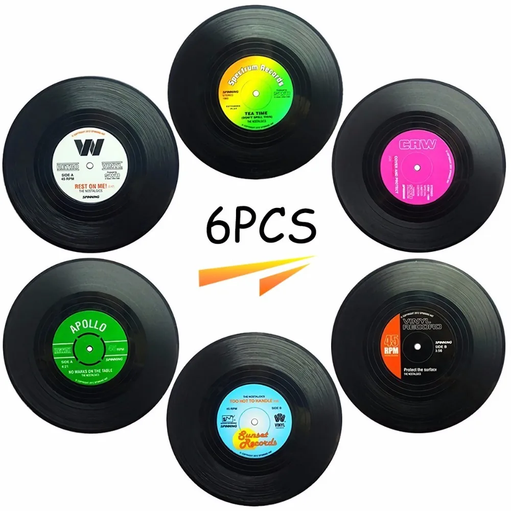 6 шт./компл. Ретро виниловые подставки для напитков Настольный коврик домашний