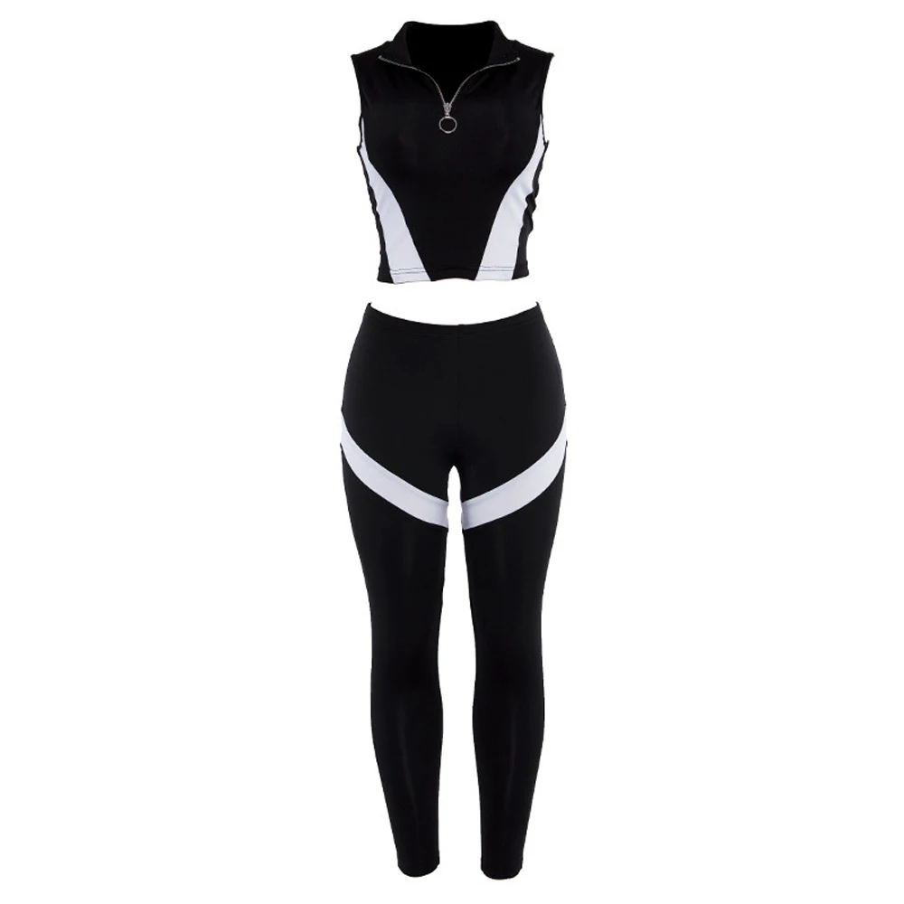 Женский спортивный костюм XUANSHOW комплект из двух предметов: топ на молнии без