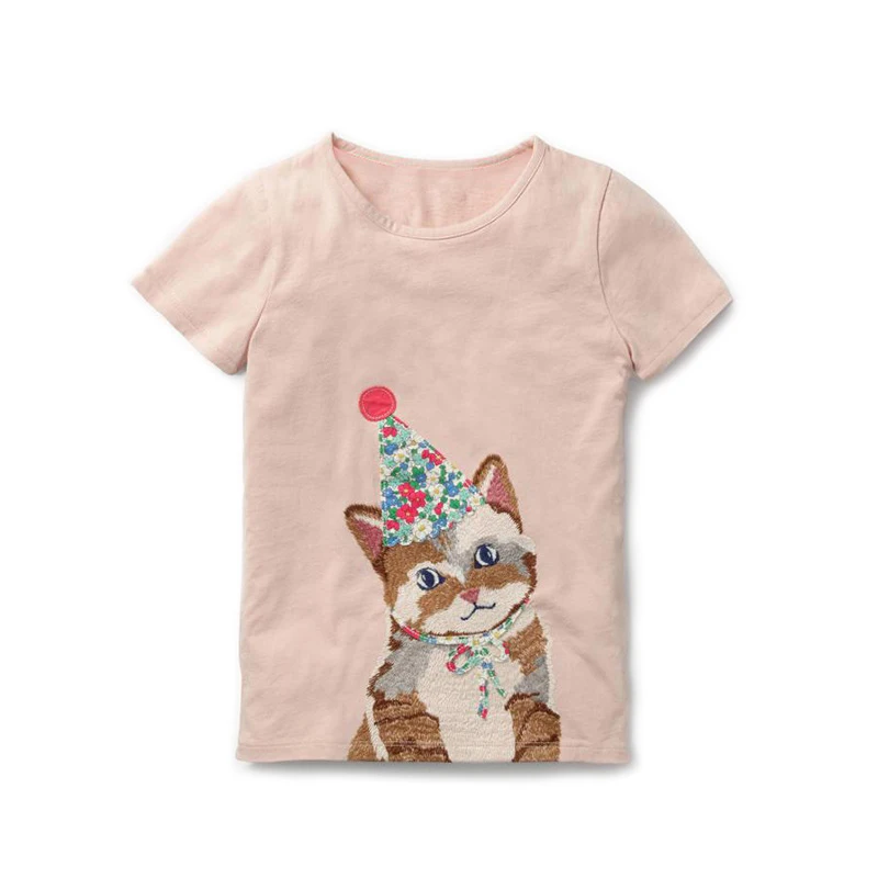 Летние футболки для девочек хлопковые топы хлопковая мультяшная футболка