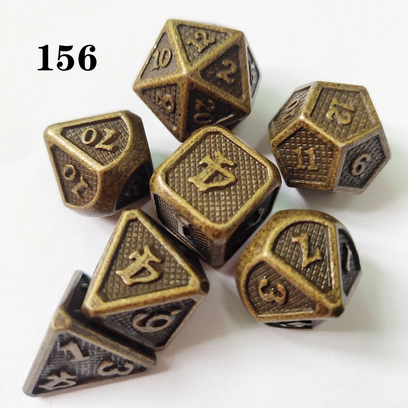 DnD металлические кости RPG MTG кости персонализированный шрифт кости включая различные цвета кости мешок D4 D6 D8 D10 D12 D20 - Цвет: 156