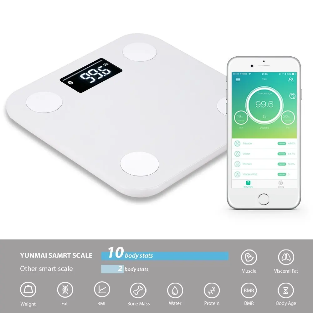 Фото Xiaomi Mijia Yunmai Mini Электронные весы Body Fat с новым бесплатным приложением и Xiaomi Mijia Yunmai Mini Электронные весы Body Fat с новым бесплатным приложением и