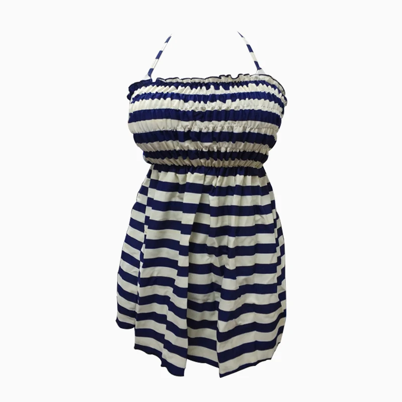 2019 new navy version striped three-piece swimsuit with skirt can be ordered plus fertilizer to increase the size |
