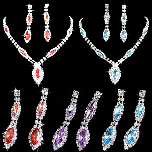 Женский набор украшений Bluelans инкрустированный кулоном из горного хрусталя и