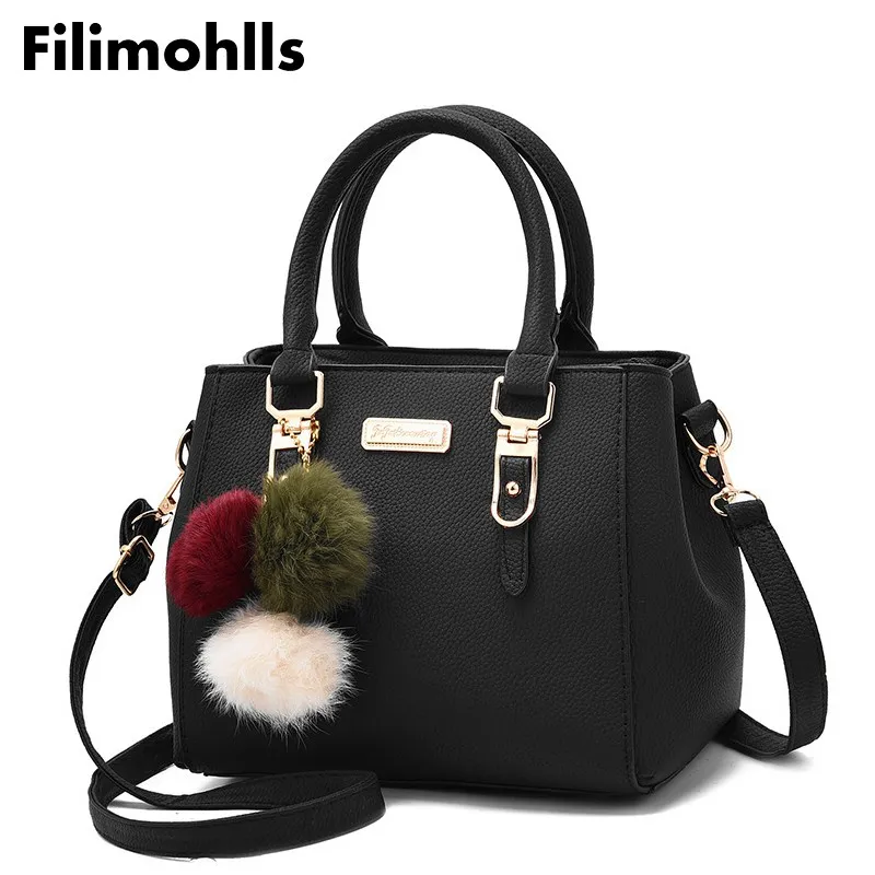 Брендовая женская сумка-тоут с украшением в виде Помпона однотонная сумка