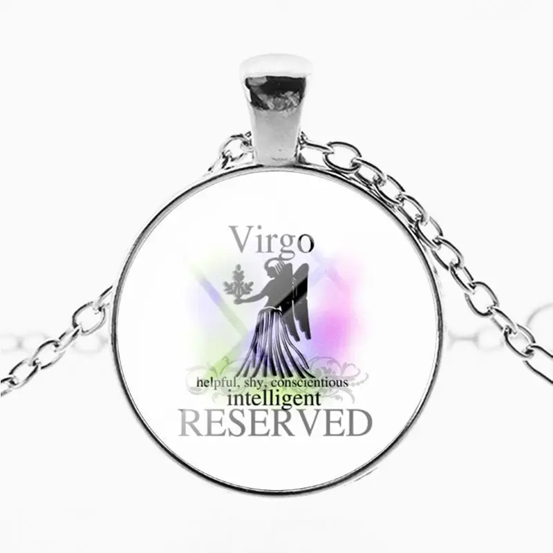 Join.Y New Fashion Galaxy 12 Constellation Design Zodiac Sign Horoscope Astrology Pendant Necklace For Women Men Glass Cabochon | Украшения
