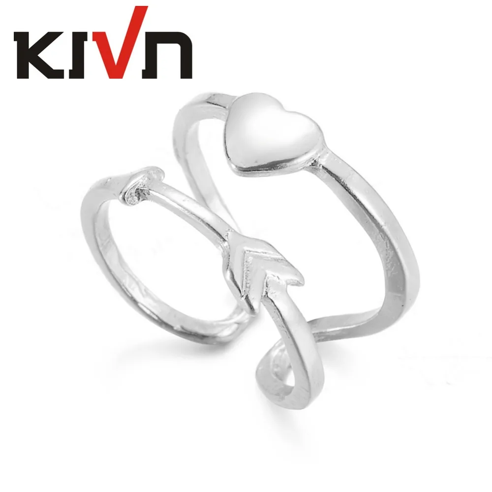 KIVN женские модные ювелирные изделия Сердце стрелы Простые открытые регулируемые