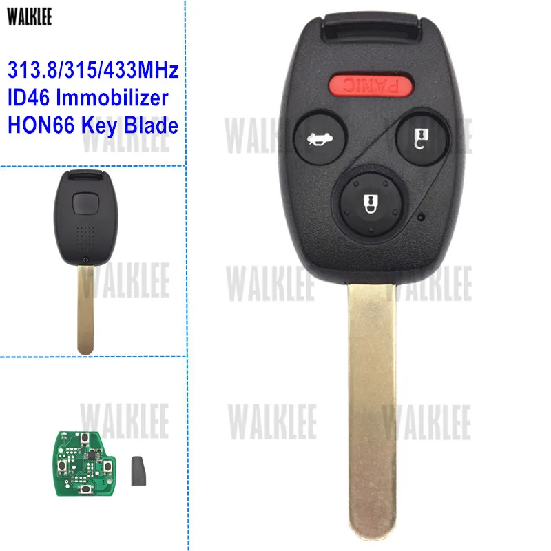 WALKLEE Новый Автоматический пульт дистанционного ключа для Honda Accord City Civic CR V элемент