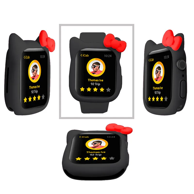 Силиконовый чехол с милыми ушками Микки и Минни Маус для Apple Watch Series 4, 3, 2, 1, защитный чехол для iWatch 44 мм, 42 мм, 40 мм, 38 мм