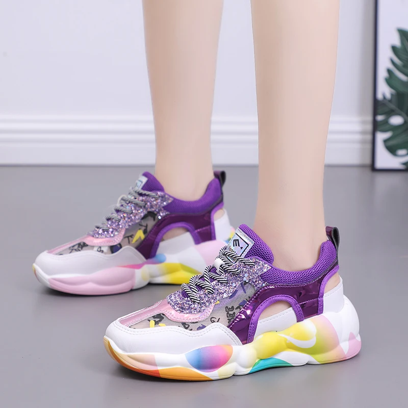 Женские сандалии на толстой подошве Fujin Повседневные Дышащие в Корейском стиле