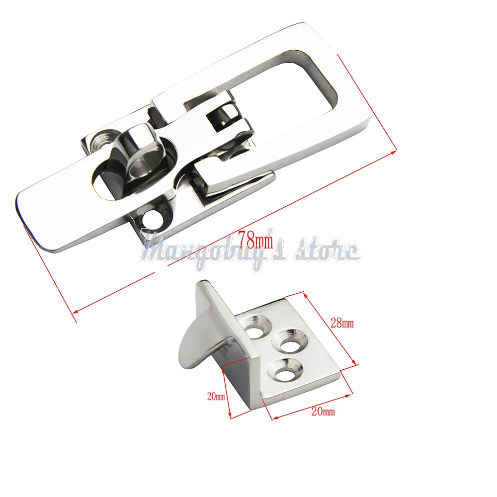 Length 78mm Offset 2 шт., новинка,, нержавеющая сталь, Морская Лодка, дверь, офсетный шкафчик, анти-погремушка, защелка, зажим, каяк, аксессуары, аксессуары для лодки - Цвет: Length 78mm Offset