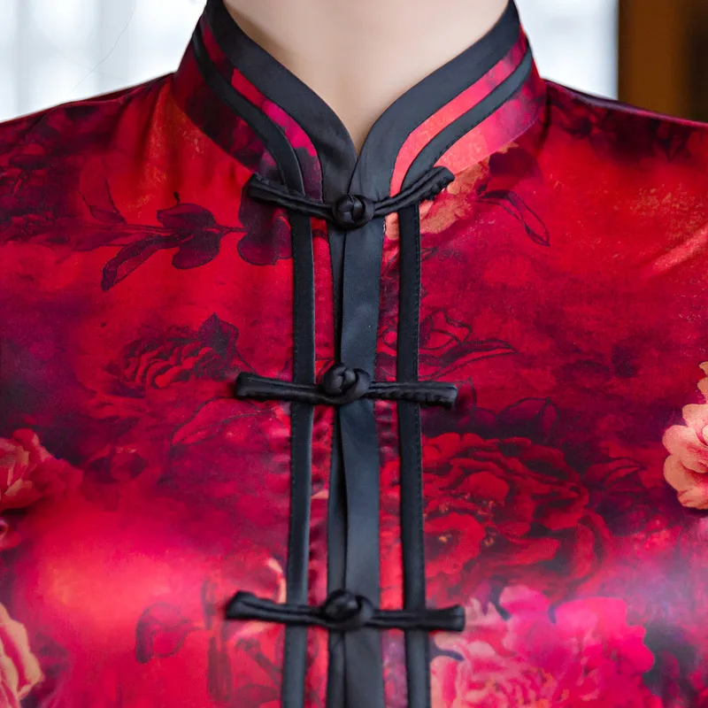 Лидер продаж Красное длинное платье Ципао Cheongsams два предмета китайское