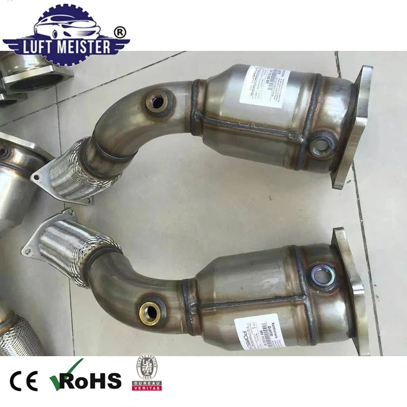 Пара передних каталитических преобразователей для Porsche Cayenne Turbo 4,8 T V8-Gas 2008-2010 выхлопной трубы 95511302150 95511302250